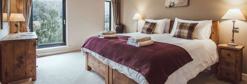 A bedroom inside The Cattle Shed