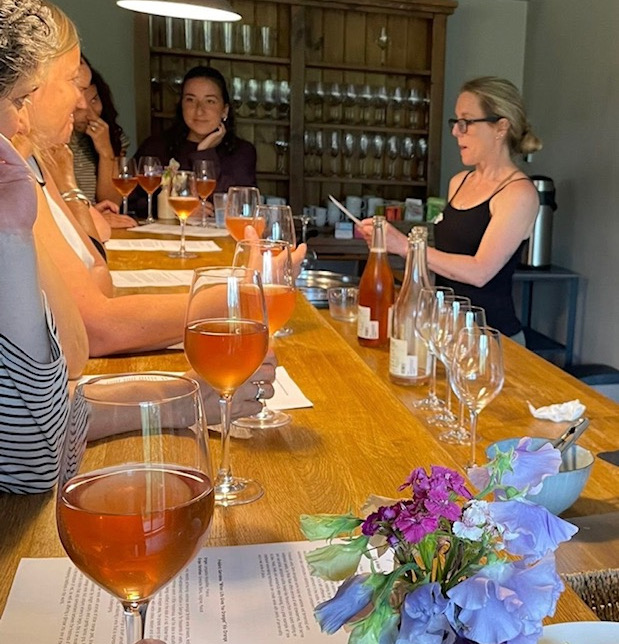 Natural-wine tasting at a previous retreat